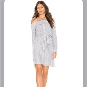 Bardot off shoulder stripped dress